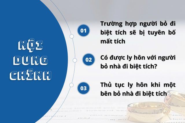 Thủ tục ly hôn với người bỏ nhà đi biệt tích