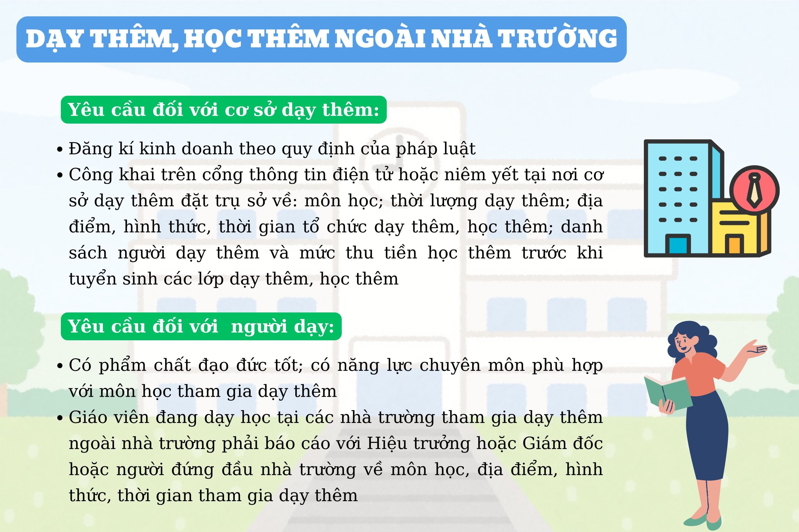 Quy định mới về mở trung tâm dạy thêm, học thêm từ ngày 14/02/2025